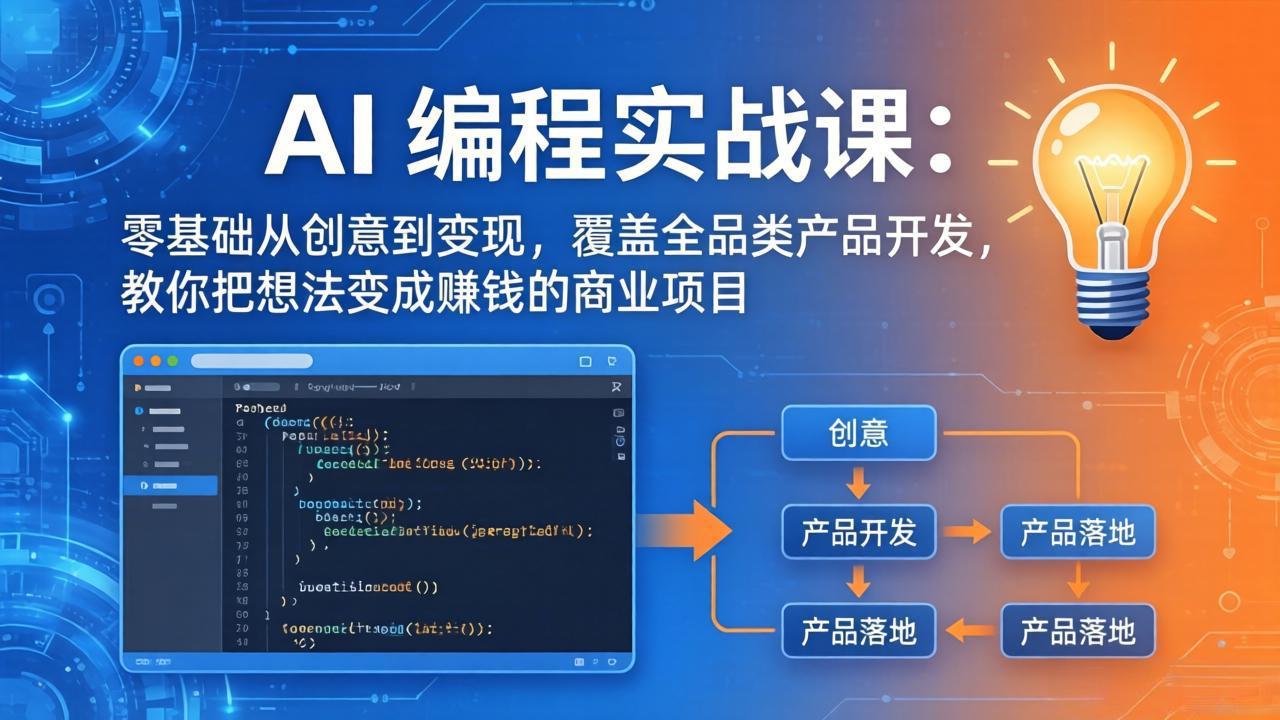 AI编程实战课-第三期-5月9更新：零基础从创意到变现，覆盖全品类产品开发，把想法变成赚钱项目-创课坊