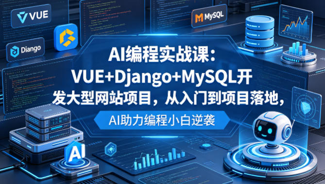 AI编程实战课：VUE+Django+MySQL开发大型网站项目，从入门到项目落地，AI助力编程小白逆袭-创课坊