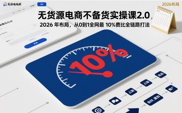 无货源电商不备货实操课2.0，2026年布局，从0到1全网最低10%费比全链路打法【更新26年5月19日】-创课坊