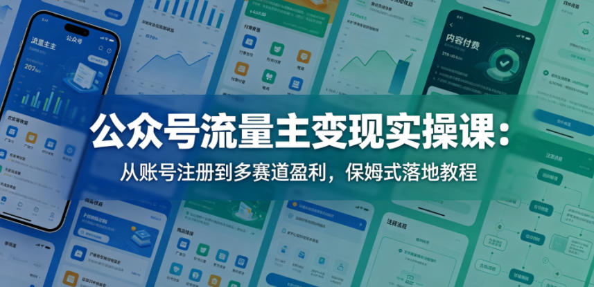 公众号流量主变现实操课：从账号注册到多赛道盈利，保姆式落地教程-创课坊