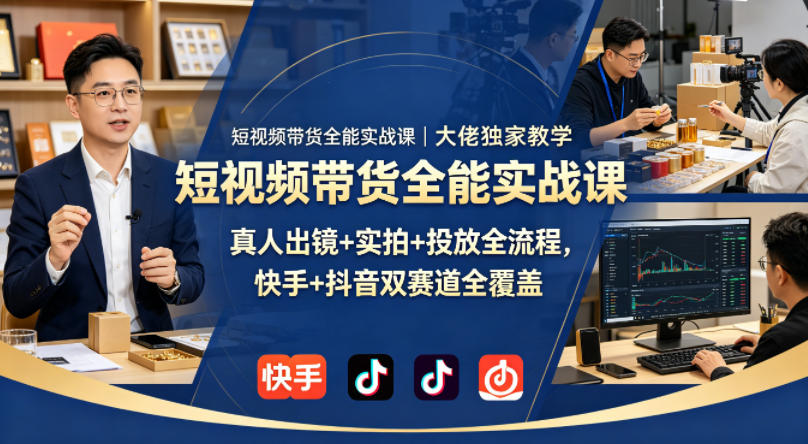 短视频带货全能实战课｜大佬独家教学，真人出镜+实拍+投放全流程，快手+抖音双赛道全覆盖-创课坊