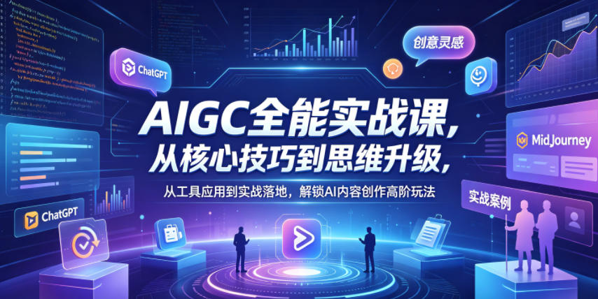 AIGC全能实战课，从核心技巧到思维升级，从工具应用到实战落地，解锁AI内容创作高阶玩法-创课坊