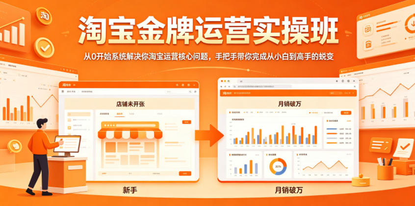淘宝金牌运营实操班,从0开始系统解决你淘宝运营核心问题,手把手带你完成从小白到高手的蜕变-创课坊