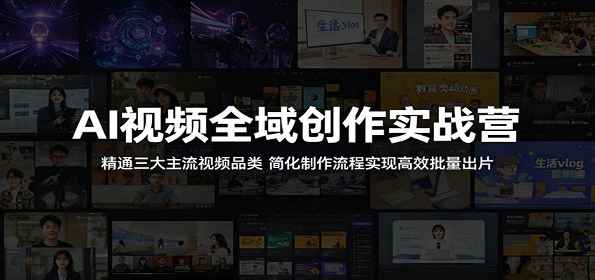 AI视频全域创作实战营：精通三大主流视频品类，简化制作流程实现高效批量出片-创课坊