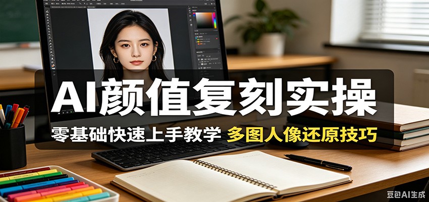 AI颜值复刻实操，零基础快速上手教学，多图人像还原技巧-创课坊