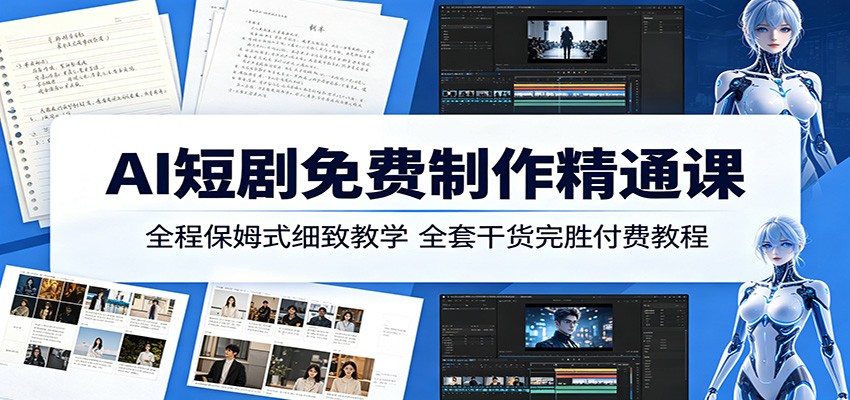AI短剧免费制作精通课：全程保姆式细致教学，全套干货完胜付费教程-创课坊