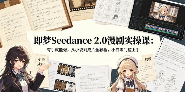 即梦Seedance 2.0漫剧实操课：有手就能做，从小说到成片全教程，小白零门槛上手-创课坊