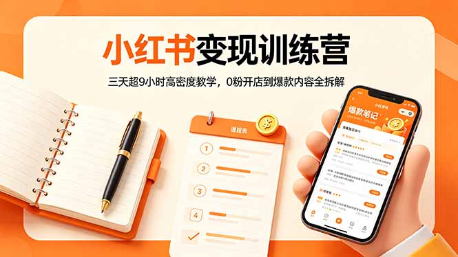 小红书变现训练营：三天超9小时高密度教学，0粉开店到爆款内容全拆解-创课坊