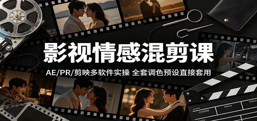 影视情感混剪课：AE/PR/剪映多软件实操，全套调色预设直接套用-创课坊