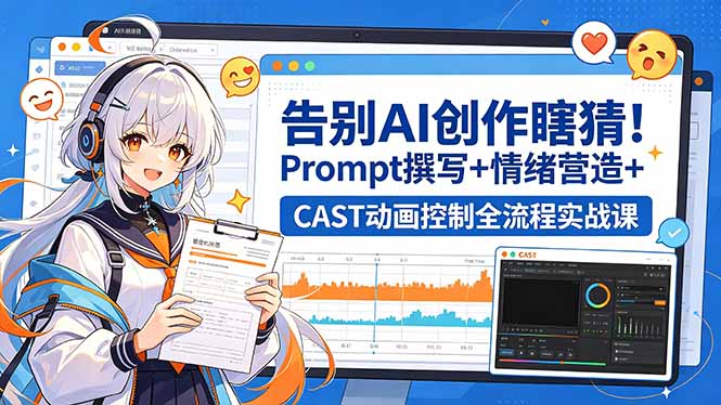 告别AI创作瞎猜！Prompt撰写+情绪营造+CAST动画控制全流程实战课-创课坊