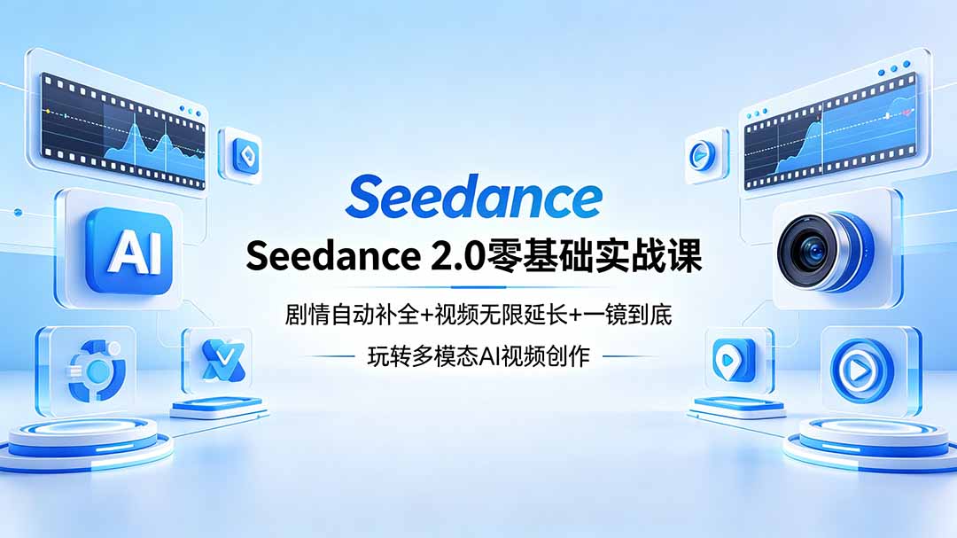 Seedance 2.0零基础实战课：剧情自动补全+视频无限延长+一镜到底：玩转多模态AI视频创作-创课坊
