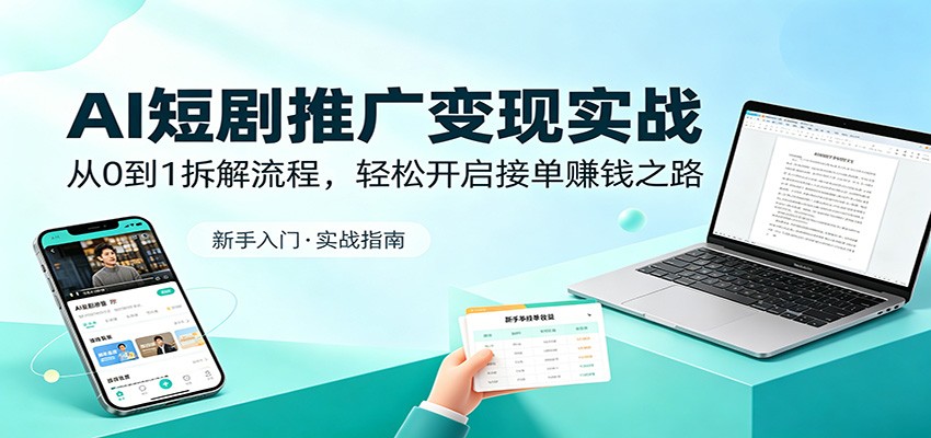 AI短剧推广变现实战：从0到1拆解流程，轻松开启接单赚钱之路-创课坊