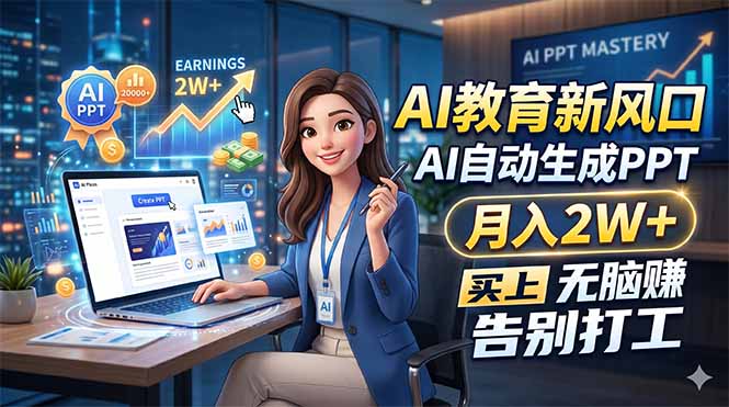 AI教育新风口，AI自动生成PPT，月入2W+，无脑赚，告别打工-创课坊